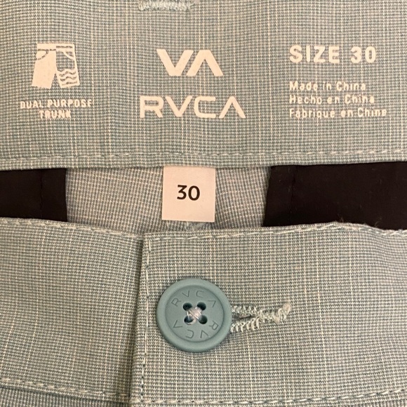 RVCA Hybrid NWT Boardshorts Dual Purpose Trunks Mens Size 30 Seafoam Green - Picture 7 of 13